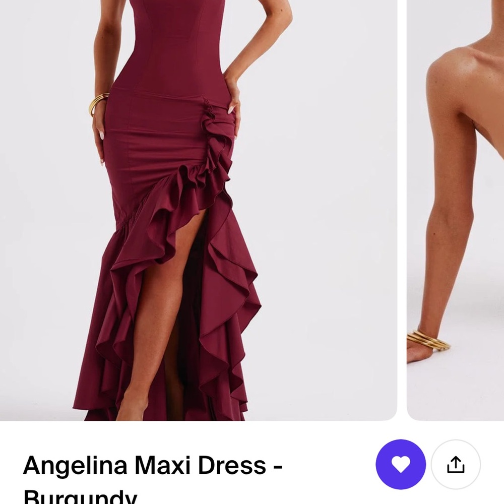 Red Asymmetrical Ruffled Maxi Dress - Picture 11 of 15